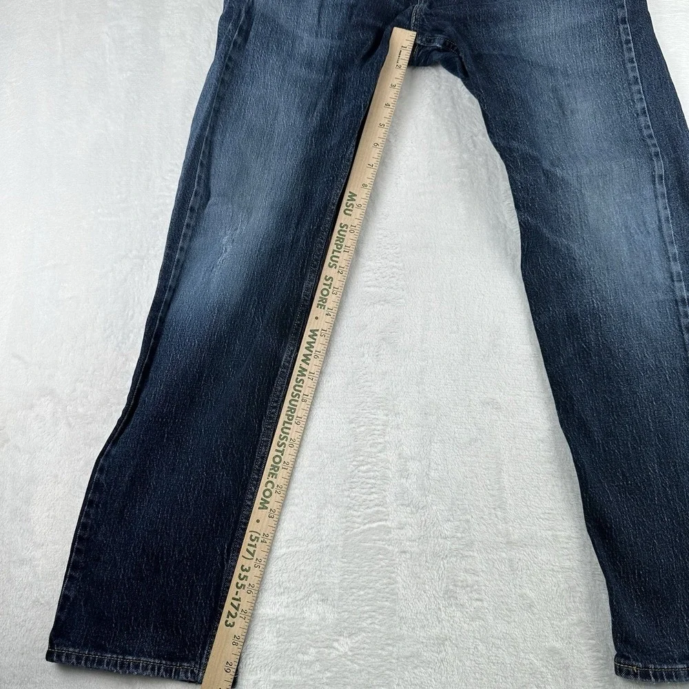 Levi's Mens 34x32 Blue Dark Wash Denim 505 Regular Fit Straight Leg Jeans